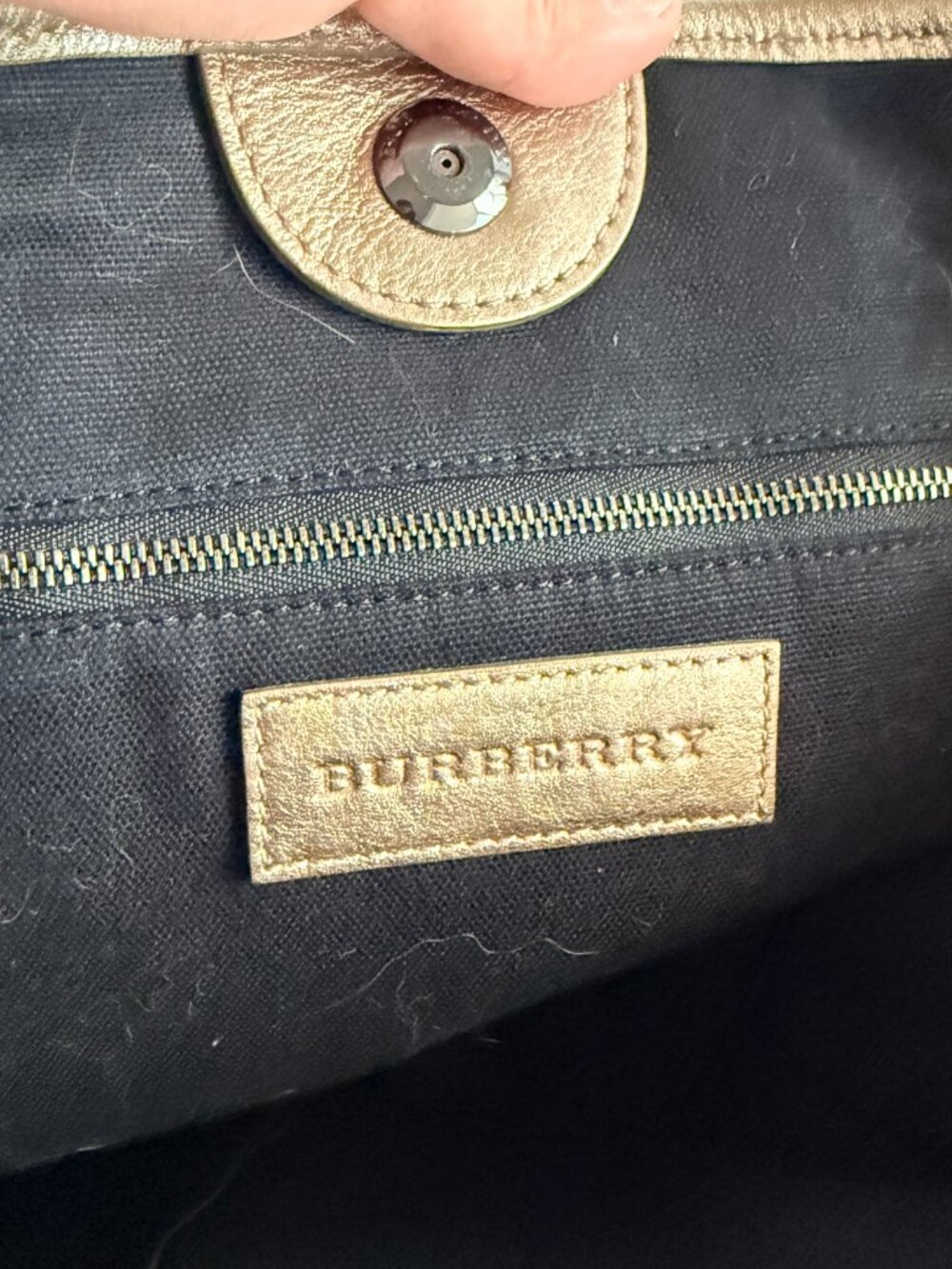 Burberry Metallic Beat Check Shimmer Canvas Tote - Picture 5 of 6